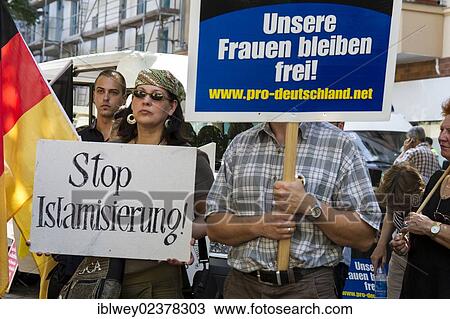 "Anti-Islam rally, protests, vigil of the right-wing populist """"Pro Deutschland"""", """"Pro-Germany"""", party in Torfstrasse street, Berlin, Europe" View Large Photo Image Stock Image - "Anti-Islam rally, protests, vigil of the right-wing populist """"Pro Deutschland"""", """"Pro-Germany"""", party in Torfstrasse street, Berlin, Europe". Fotosearch