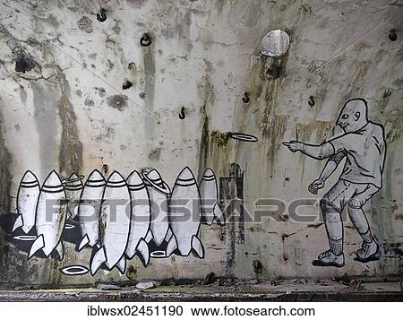 Stock Image - "Anti-war graffiti, Finistere, Brittany, France, Europe, PublicGround, Europe". Fotosearch