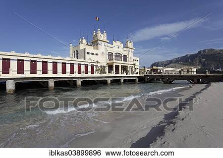 "Antico Stabilimento Balneare Spa Hotel, 1912, Liberty style architecture, Mondello, Palermo, Sicily, Italy, Europe" View Large Photo Image Stock Photograph - "Antico Stabilimento Balneare Spa Hotel, 1912, Liberty style architecture, Mondello, Palermo, Sicily, Italy, Europe". Fotosearch
