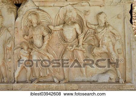 Stock Photo - "Antique marble temple frieze at the archaeological site of Nysa, Caria, Aydin Province, Turkey, Asia". Fotosearch
