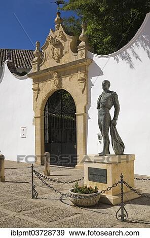 Stock Photo - "Antonio Ordonez statue next to the Ronda bullring, Ronda, Malaga province, Andalusia, Spain, Europe". Fotosearch