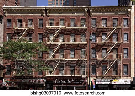 Stock Image - "Apartment building, Manhattan, New York City, New York, United States, North America". Fotosearch