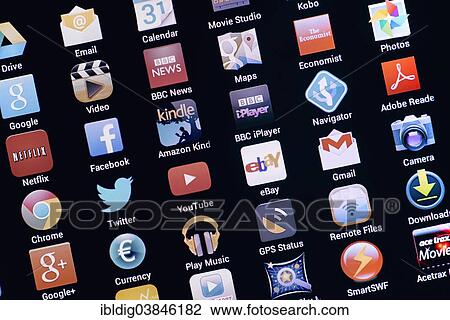 Apps on a tablet computer View Large Photo Image Stock Image - Apps on a tablet computer. Fotosearch