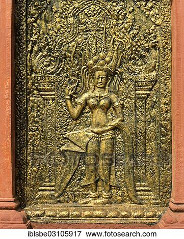 Stock Photo - "Apsara relief at Wat Phnom, Phnom Penh, Phnom Penh Province, Cambodia, Asia". Fotosearch