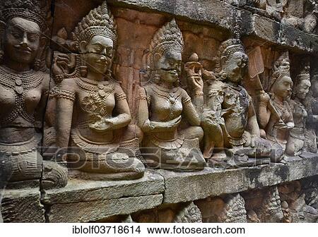 "Apsaras, sculptures at the Terrace of the Elephants, Angkor Wat temple complex, Siem Reap, Cambodia, Asia" View Large Photo Image Picture - "Apsaras, sculptures at the Terrace of the Elephants, Angkor Wat temple complex, Siem Reap, Cambodia, Asia". Fotosearch