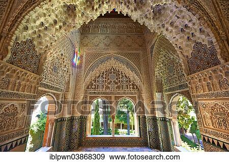 "Arabesque Moorish stalactite or Mocarabe architecture of the Palacios Nazaries, Alhambra Palace, Granada, Andalusia, Spain, Europe" View Large Photo Image Stock Photo - "Arabesque Moorish stalactite or Mocarabe architecture of the Palacios Nazaries, Alhambra Palace, Granada, Andalusia, Spain, Europe". Fotosearch