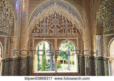 "Arabesque Moorish stalactite or Mocarabe architecture of the Palacios Nazaries, Alhambra Palace, Granada, Andalusia, Spain, Europe" View Large Photo Image Stock Photo - "Arabesque Moorish stalactite or Mocarabe architecture of the Palacios Nazaries, Alhambra Palace, Granada, Andalusia, Spain, Europe". Fotosearch