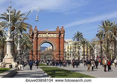 "Arc de Triomf triumphal arch, built for the World Exhibition in 1888, Barcelona, ​​Catalonia region, Spain, Europe" View Large Photo Image Picture - "Arc de Triomf triumphal arch, built for the World Exhibition in 1888, Barcelona, ​​Catalonia region, Spain, Europe". Fotosearch