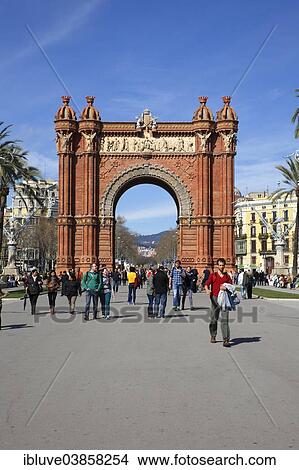 "Arc de Triomf triumphal arch, built for the World Exhibition in 1888, Barcelona, ​​Catalonia region, Spain, Europe" View Large Photo Image Picture - "Arc de Triomf triumphal arch, built for the World Exhibition in 1888, Barcelona, ​​Catalonia region, Spain, Europe". Fotosearch