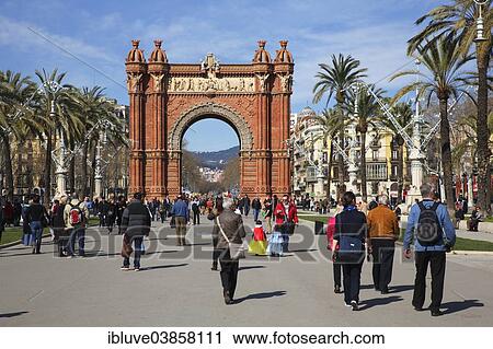 "Arc de Triomf triumphal arch, built for the World Exhibition in 1888, Barcelona, ​​Catalonia region, Spain, Europe" View Large Photo Image Stock Image - "Arc de Triomf triumphal arch, built for the World Exhibition in 1888, Barcelona, ​​Catalonia region, Spain, Europe". Fotosearch