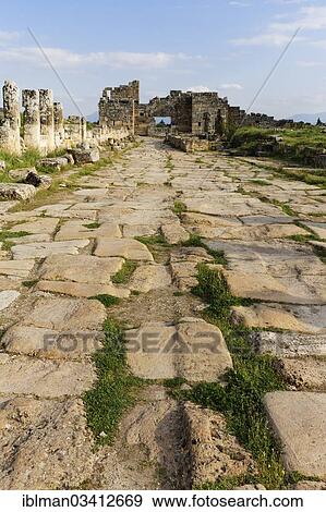 "Arcade and the Byzantine Gate, ancient city of Hierapolis, Hierapolis, near Pamukkale, Denizli Province, Aegean Region, Turkey, Asia" View Large Photo Image Stock Photo - "Arcade and the Byzantine Gate, ancient city of Hierapolis, Hierapolis, near Pamukkale, Denizli Province, Aegean Region, Turkey, Asia". Fotosearch