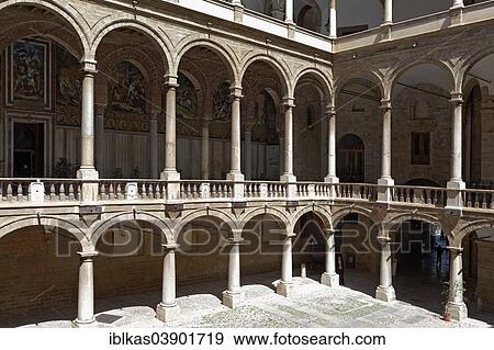 "Arcade court in the Palazzo dei Normanni, seat of the Sicilian Parliament, Palermo, Sicily, Italy, Europe" View Large Photo Image Stock Photo - "Arcade court in the Palazzo dei Normanni, seat of the Sicilian Parliament, Palermo, Sicily, Italy, Europe". Fotosearch