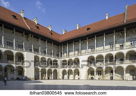 "Arcaded courtyard of Wawel Castle, Krakow, Lesser Poland Voivodeship, Poland, Europe" View Large Photo Image Stock Photography - "Arcaded courtyard of Wawel Castle, Krakow, Lesser Poland Voivodeship, Poland, Europe". Fotosearch