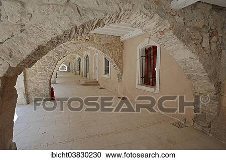 Stock Image - "Arcades, Tarascon, Bouches-du-Rhone, Provence-Alpes-Cote d'Azur, Southern France, France, Europe". Fotosearch