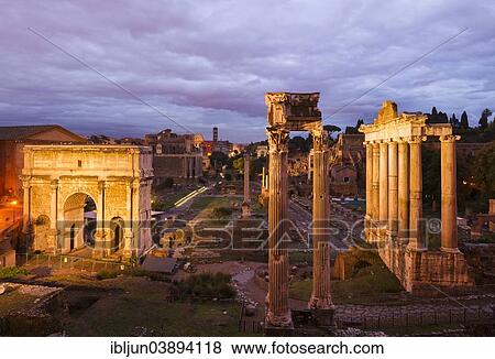 "Arch of Septimius Severus, 203 AD, Temple of Vespasian, 79 AD, Ionic columns and capitals of the Temple of Saturn or Tempio di Saturno, from left, Roman Forum, Rome, Lazio, Italy, Europe" View Large Photo Image Stock Photo - "Arch of Septimius Severus, 203 AD, Temple of Vespasian, 79 AD, Ionic columns and capitals of the Temple of Saturn or Tempio di Saturno, from left, Roman Forum, Rome, Lazio, Italy, Europe". Fotosearch