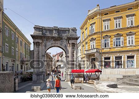 "Arch of the Sergii, Pula, Istria, Croatia, Europe" View Large Photo Image Stock Photo - "Arch of the Sergii, Pula, Istria, Croatia, Europe". Fotosearch