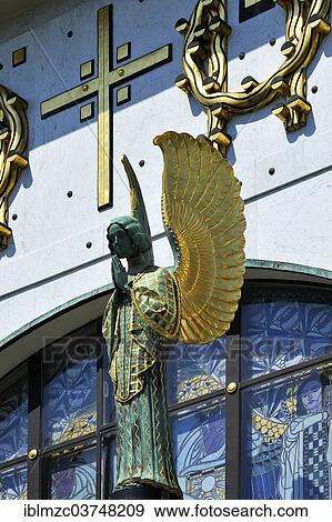 "Archangel and cross above the main portal of the Church of St. Leopold at Steinhof Psychiatric Hospital, built 1904-1907, designed by Otto Wagner, important building of the Viennesse Art Nouveau, Vienna, Vienna State, Austria, Europe" View Large Photo Image Stock Photo - "Archangel and cross above the main portal of the Church of St. Leopold at Steinhof Psychiatric Hospital, built 1904-1907, designed by Otto Wagner, important building of the Viennesse Art Nouveau, Vienna, Vienna State, Austria, Europe". Fotosearch