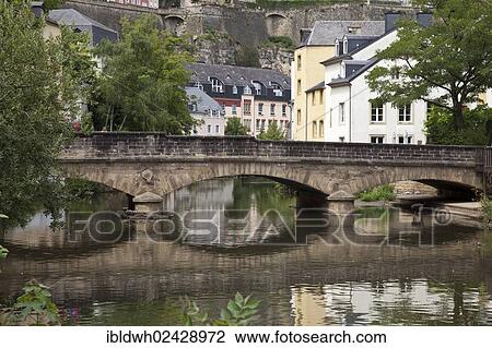 "Arched bridge made of stone across the Alzette river, Grund district, lower town, Luxembourg City, Luxembourg, Europe, PublicGround, Europe" View Large Photo Image Stock Image - "Arched bridge made of stone across the Alzette river, Grund district, lower town, Luxembourg City, Luxembourg, Europe, PublicGround, Europe". Fotosearch