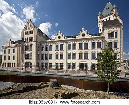 Stock Photo - "Archeological heritage site in front of Hoerder Burg Castle, Dortmund, Ruhr district, North Rhine-Westphalia, Germany, Europe". Fotosearch