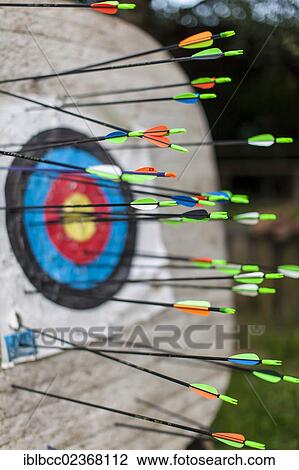 Stock Image - "Archery, arrows in a target". Fotosearch