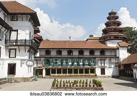 "Architecture of the Newars, temple with five circular roofs, Victorian-style building, Panch Mukhi Hanuman Temple at Hanuman Dhoka, Old Royal Palace, Kathmandu, Kathmandu District, Bagmati Zone, Nepal, Asia" View Large Photo Image Stock Image - "Architecture of the Newars, temple with five circular roofs, Victorian-style building, Panch Mukhi Hanuman Temple at Hanuman Dhoka, Old Royal Palace, Kathmandu, Kathmandu District, Bagmati Zone, Nepal, Asia". Fotosearch