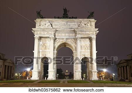 Stock Image - "Arco della Pace, triumphal arch, Milan, Lombardy, Italy, Europe". Fotosearch