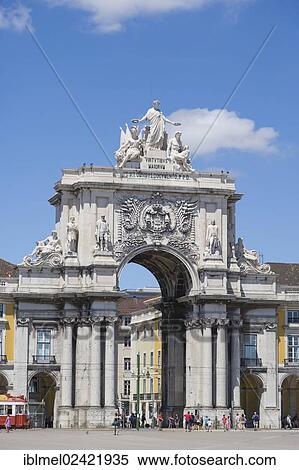 Arco Triunfal da Rua Augusta, Rua Augusta Arch, Praca do Comercio, Commerce Square, Terreiro do Paco, Palace Square, Lisboa, Lisbon, Portugal, Europe View Large Photo Image Stock Photography - Arco Triunfal da Rua Augusta, Rua Augusta Arch, Praca do Comercio, Commerce Square, Terreiro do Paco, Palace Square, Lisboa, Lisbon, Portugal, Europe. Fotosearch