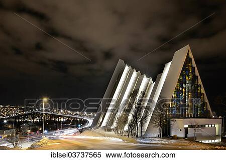 "Arctic Cathedral at night, Sommeroya, Tromso, ‪Troms, Northern Norway, Norway, Europe" View Large Photo Image Stock Photography - "Arctic Cathedral at night, Sommeroya, Tromso, ‪Troms, Northern Norway, Norway, Europe". Fotosearch