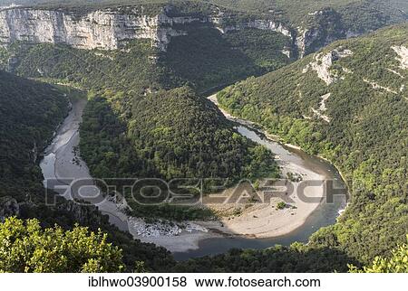 "Ardeche Gorges, Gorges de l'Ardeche, view from the Balcon des Templiers lookout to the Cirque de la Madeleine river loop, Saint-Remeze, Rhone-Alpes, France, Europe" View Large Photo Image Stock Photo - "Ardeche Gorges, Gorges de l'Ardeche, view from the Balcon des Templiers lookout to the Cirque de la Madeleine river loop, Saint-Remeze, Rhone-Alpes, France, Europe". Fotosearch
