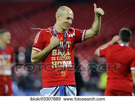 "Arjen Robben making a thumbs-up gesture at the end of the game, UEFA Champions League Final 2013, Borussia Dortmund - FC Bayern Munich, Wembley-Stadium, London, London region, England, United Kingdom, Europe" View Large Photo Image Stock Photo - "Arjen Robben making a thumbs-up gesture at the end of the game, UEFA Champions League Final 2013, Borussia Dortmund - FC Bayern Munich, Wembley-Stadium, London, London region, England, United Kingdom, Europe". Fotosearch