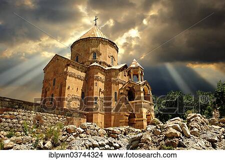 Picture - "Armenian Cathedral of the Holy Cross, 10th century, Akdamar Island, Lake Van, Turkey, Asia". Fotosearch