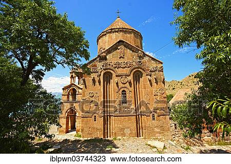Stock Image - "Armenian Cathedral of the Holy Cross, 10th century, Akdamar Island, Lake Van, Turkey, Asia". Fotosearch