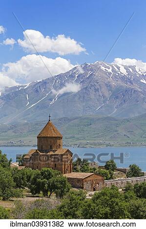 Stock Image - "Armenian Church of the Holy Cross, Akdamar, Aghtamar, Akhtamar, Akdamar Adasi, Lake Van, mountain Cadir Dagi, Van Province, Eastern Anatolia Region, Anatolia, Turkey, Asia". Fotosearch