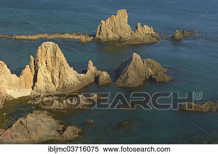 "Arrecife de las Sirenas or Reef of the Mermaids, Cabo de Gata, Cabo de Gata-Nijar Natural Park, Province of Almeria, Andalucia, Spain, Europe" View Large Photo Image Stock Photography - "Arrecife de las Sirenas or Reef of the Mermaids, Cabo de Gata, Cabo de Gata-Nijar Natural Park, Province of Almeria, Andalucia, Spain, Europe". Fotosearch