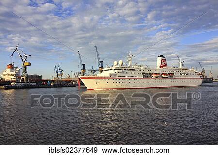 Stock Photo - "Arriving cruise ship """"Germany"""", Cruise Days, 17 - 19. 08. 2012, Port of Hamburg, Hamburg, Germany, Europe". Fotosearch