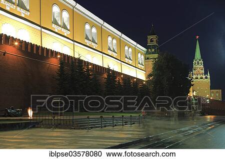 "Arsenal of the Kremlin with the Troitskaya Tower at night, Moskau, Moscow Oblast, Russia, Europe" View Large Photo Image Stock Image - "Arsenal of the Kremlin with the Troitskaya Tower at night, Moskau, Moscow Oblast, Russia, Europe". Fotosearch