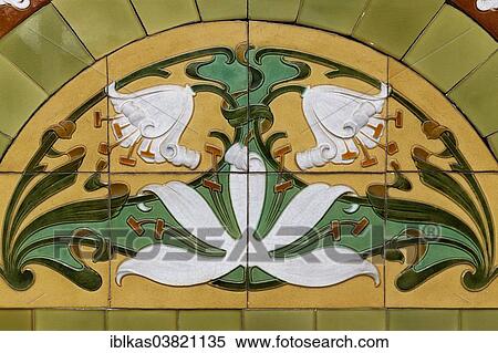 "Art Deco tiled image with lilies, Blankenberge, West Flanders, Belgium, Europe" View Large Photo Image Stock Photography - "Art Deco tiled image with lilies, Blankenberge, West Flanders, Belgium, Europe". Fotosearch
