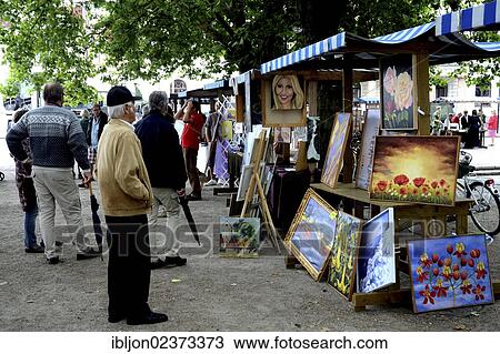 Stock Image - "Art exhibition """"Little Montmartre"""" in Ystad, Sweden, Europe". Fotosearch