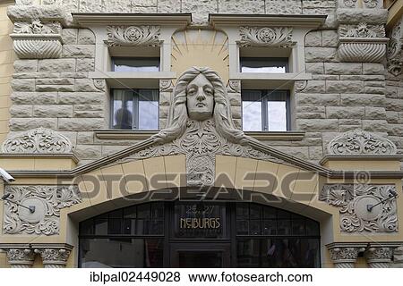 "Art Nouveau building, Neiburgs Hotel, Jauniela iela 25, historic town centre, Riga, Latvia, Europe" View Large Photo Image Stock Photo - "Art Nouveau building, Neiburgs Hotel, Jauniela iela 25, historic town centre, Riga, Latvia, Europe". Fotosearch