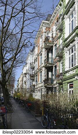 Picture - "Art Nouveau buildings, Generalsviertel district, Hoheluft West, Hanseatic City of Hamburg, Germany, Europe". Fotosearch