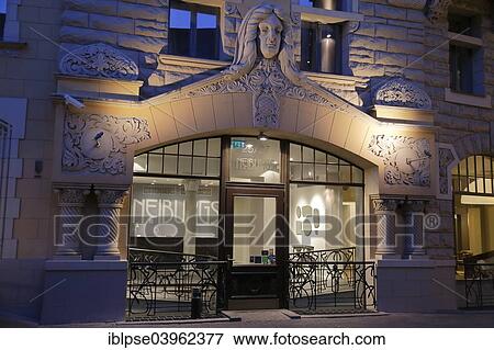 "Art Nouveau entrance of the Neiburgs Hotel, Riga, Latvia, Europe" View Large Photo Image Stock Photo - "Art Nouveau entrance of the Neiburgs Hotel, Riga, Latvia, Europe". Fotosearch