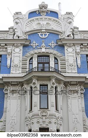 "Art Nouveau facade of the house Eliza iela 10b or Elizabeth Street 10b, architect Mikhail Eisenstein, Riga, Latvia, Europe" View Large Photo Image Stock Photo - "Art Nouveau facade of the house Eliza iela 10b or Elizabeth Street 10b, architect Mikhail Eisenstein, Riga, Latvia, Europe". Fotosearch