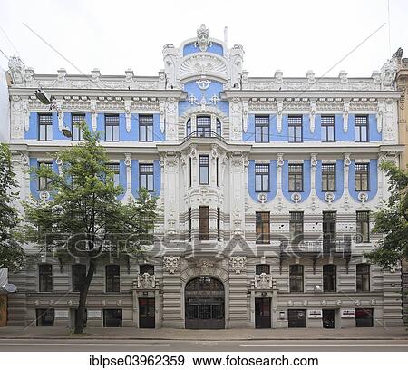 "Art Nouveau facade of the house Eliza iela 10b or Elizabeth Street 10b, architect Mikhail Eisenstein, Riga, Latvia, Europe" View Large Photo Image Stock Photo - "Art Nouveau facade of the house Eliza iela 10b or Elizabeth Street 10b, architect Mikhail Eisenstein, Riga, Latvia, Europe". Fotosearch