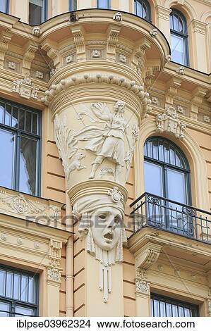 "Art Nouveau facade of the house Alberta iela 13 or Albert Street 13, architect Mikhail Eisenstein, Riga, Latvia, Europe" View Large Photo Image Picture - "Art Nouveau facade of the house Alberta iela 13 or Albert Street 13, architect Mikhail Eisenstein, Riga, Latvia, Europe". Fotosearch
