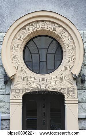 Stock Image - "Art Nouveau facade of the house Vilandes iela 10, architect Konstantins Peksens, Riga, Latvia, Europe". Fotosearch