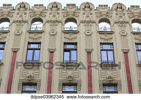 "Art Nouveau facade of the house Alberta iela 2a or Albert Street 2a, Boguslavskiy apartment house, architect Mikhail Eisenstein, Riga, Latvia, Europe" View Large Photo Image Stock Photography - "Art Nouveau facade of the house Alberta iela 2a or Albert Street 2a, Boguslavskiy apartment house, architect Mikhail Eisenstein, Riga, Latvia, Europe". Fotosearch
