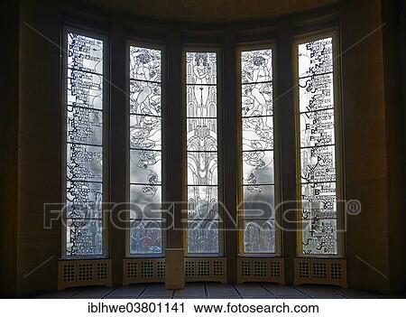 "Art Nouveau glass window """"Beauty as a message"""" by Carl Otto Czeschka, College of Fine Arts, Hamburg, Germany, Europe" View Large Photo Image Stock Image - "Art Nouveau glass window """"Beauty as a message"""" by Carl Otto Czeschka, College of Fine Arts, Hamburg, Germany, Europe". Fotosearch