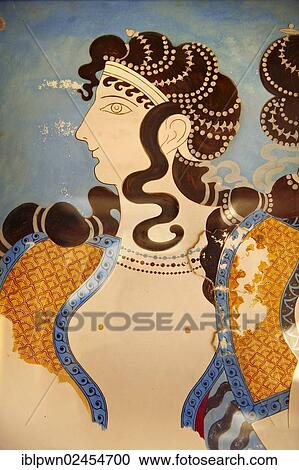 "Arthur Evans reconstruction of Dancing girl fresco from the Queen's megaron at Knossos Minoan archaeological site, Crete, Greece, Europe" View Large Photo Image Stock Image - "Arthur Evans reconstruction of Dancing girl fresco from the Queen's megaron at Knossos Minoan archaeological site, Crete, Greece, Europe". Fotosearch