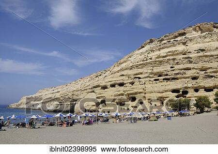 "Artificial caves in the cliff, beach of Matala, Crete, Greece, Europe" View Large Photo Image Stock Photography - "Artificial caves in the cliff, beach of Matala, Crete, Greece, Europe". Fotosearch