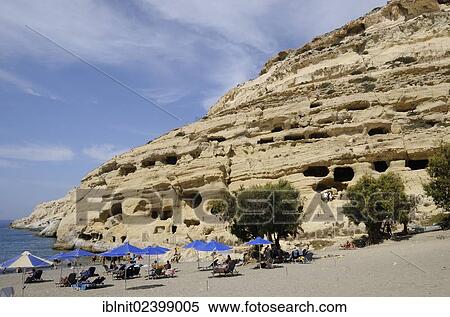 "Artificial caves in the cliff, beach of Matala, Crete, Greece, Europe" View Large Photo Image Stock Photography - "Artificial caves in the cliff, beach of Matala, Crete, Greece, Europe". Fotosearch